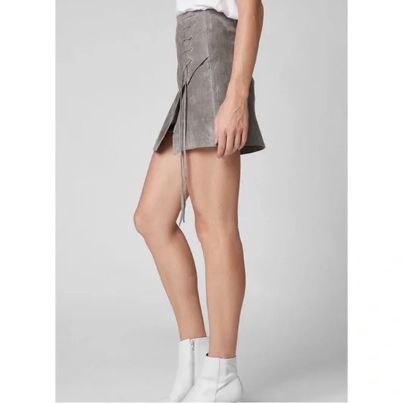 Gray suede blank nyc lace up skirt size 26 - Picture 4 of 6